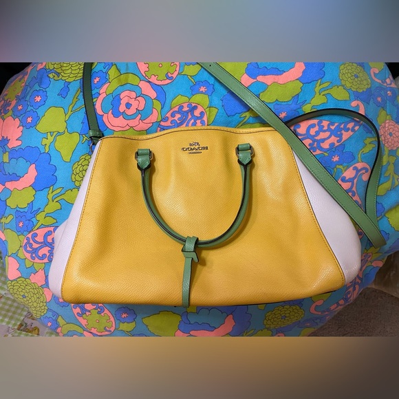 Coach Handbags - Coach Vibrant Yellow and Green Shoulder Bag